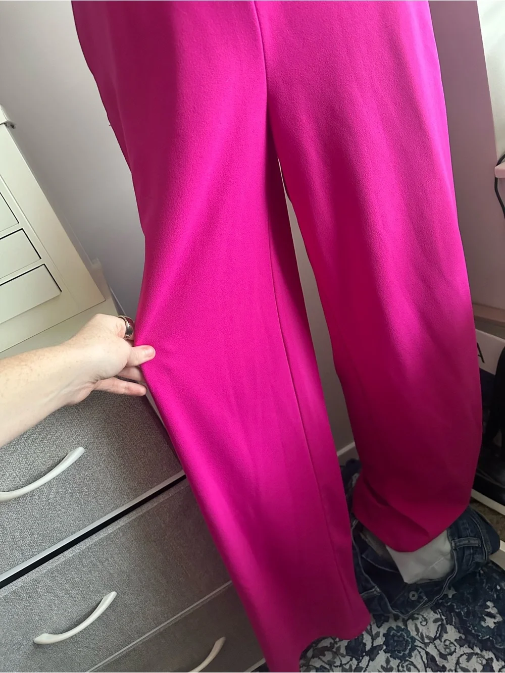 Women's Bright Fuchsia Wide-Leg Jumpsuit - Picture 3 of 7